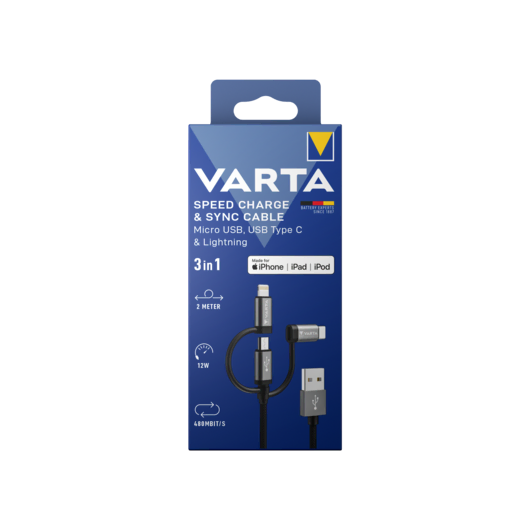 VARTA Şarj Kablosu 2m 3IN1 Şarj Kabloları